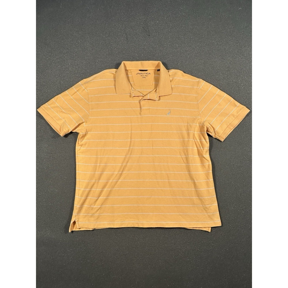 Mens Nautica performance pique Subdued Orange Striped polo shirt XXL